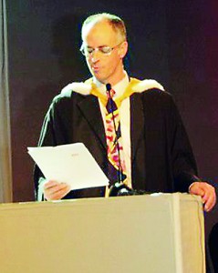 Northumbria's Executive Dean Prof. Steven Kyffin  addressing to AOD graduates