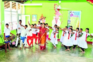 The college dancing group during  practices.