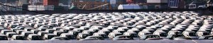 No buyers: Rows of under 1,000 CC engine capacity cars imported by a reputed company  in a vehicle yard in Peliyagoda. Pic by M.A. Pushpa Kumara