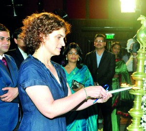 Country Examinations Manager/Assistant Director of the British Council Harriet Gardner lighting the oil lamp