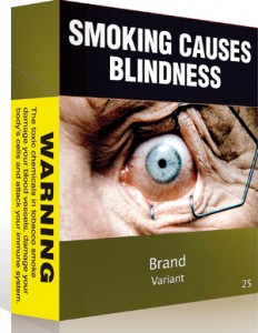 This handout image taken and released  by the Australia government shows the new compulsory cigarette packet style in dark olive-green and plastered with health warnings (AFP)