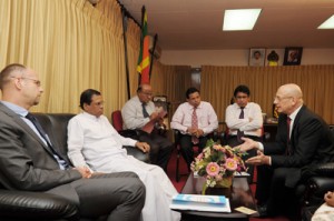 Seen here Mr. Krauss (right) with Health Minister Maithripala Sirisena