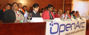 At the convocation ceremony seated from the left (Front row) are Mr. Lalith Gunathilake (Director of OSM), Mr. Masami Awano (Director of OSM), Mr. Daya Hettiarachchi (Chairman/CEO of OSM) Chief Guest Prof. Gihan Wickramanayake (Director of University of Colombo School of Computing), Guest of honour Mr. Niranjan De Silva (CEO of Metropolitan Computers), Ms. Neranjala Weerasinghe (Regional Manager of BCS, The Chartered Institute for IT), Mr. Vijith Sinhabahu (Managing Director of OSBT).