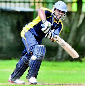 Sameera Soysa who made a top score of 54 for MAS Active in action. - Pic by Ranjith Perera.