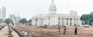 Signs of things to come: Work at Town Hall premises.  Pix by Indika Handuwala