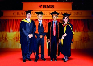 Special guests (L to R) Mr. Kevin Kerrigan, Executive Dean, Faculty of Business and Law, Northumbria University, UK, Mr. W A Wijewardena, President BMS, Prof Ananda Jayawardane, Vice Chancellor, University of Moratuwa (Chief Guest) and Ms. Jane Turner, Associate Dean, Faculty of Business and Law, Northumbria University, UK.