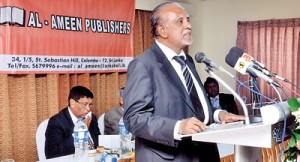 Author A.H.G. Ameen addressing the gathering at the launch