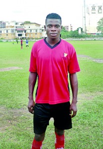 Adinuba Frank the CFC forward who sparkled with a hat-trick in their 4-0 win  over Kandy York SC at Bogambara Stadium recently.