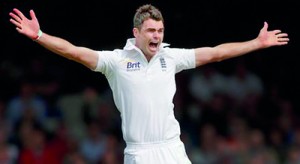 England fast bowler James Anderson  celebrating
