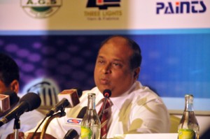 Harsha Peiris the Chief Executive Office of the CCC School of Cricket addresses the media