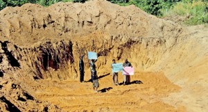 Illegal: Villagers protest against the silica soil mining