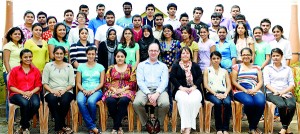 BMS commenced the 8th batch of Bachelors degree in Business programmes recently and UK University lecturers, Dr. Guy Brown and Ms. Claire Hoy who conducted the induction lectures are seen here with the students.