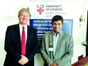 Professor Sir Adrian Smith, Vice Chancellor of University of London with Deputy Chairman of CfPS Mr. Ajith P. Perera, Attorney at Law