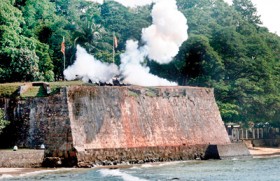 A rehearsal at Fort Frederick in Trincomalee