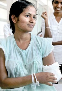 Courageous in the face of a crisis: Achala recovering at the NHSL Pic by M.A. Pushpa Kumara