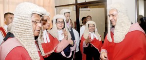 Chief Justice Mohan Peiris with some Supreme Court  Judges after the ceremonial sitting