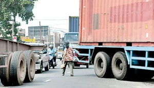 Long vehicles cause traffic blocks block roads at fuel stations endangering other road-users as well