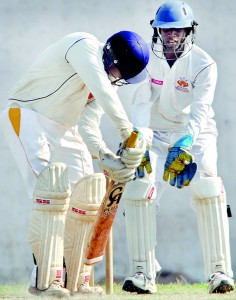 Kushil Perera who made 31 for Ananda was trapped lbw by Cambrian Shanuka Dulaj. - Pix by Ranjith Perera