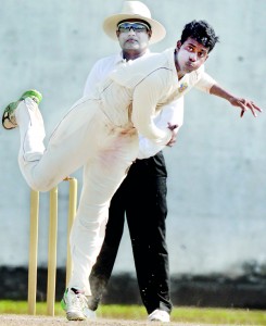 Tharindu Kasuhal who made his First Class debut for NCC in action