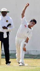 Allrounder Chemila Obeysekara was in perfect form as he helped St. Peter’s College record their fourth win last weekend. 		                  - Pic by Ranjith Perera