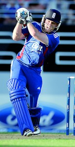 England's Eion Morgan who top scored with 46 bats against new Zealand during the Twenty20 match played at Eden Park in Auckland.  	  - AFP