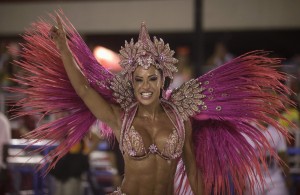 Drum queen Gracyanne Barbosa dances during the first night of the annual Carnival parade in Rio de Janeiro's Sambadrome (Reuters)