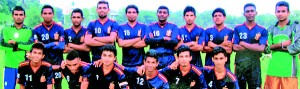 Young Stars: Standing (L-R) Ameen, Roshan, Ashan, Harshana, Asanka, Dhanushka, Mahesh, Roshan and Sampath. Sitting (L-R) De Mel, Nigerian player Emmanuel, Dilusha Perera (Captain) Devaka and Saputantri.