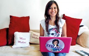 Malini Agarwal, blogger-in-chief of missmalini.com, in her living room in Mumbai (REUTERS)