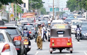 Rush-hour traffic on any given weekday in the city.  Pic by Hasitha Kulasekera