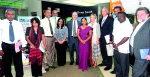 French, British and German diplomats with officials in Hambantota