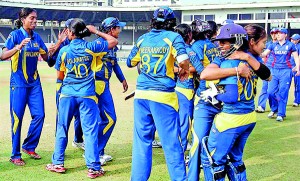 Lankan lasses celebrate their inaugural World Cup victory against England.