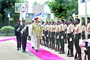 Guard of Honour was accorded to Army Commander Lieutenant GeneralJagath Jayasuriya, VSV, USP, ndc, psc, SLAC Cadet Platoons at the Route March