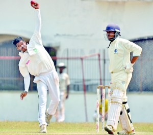 Benedictine spinner Yohan Soysa was instumental in dragging down Wesley at Kotahena.  - Pic by Amila Gamage