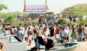 An island buzzing with pilgrims. Pix by T. Premnath