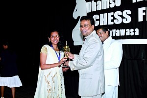 M. Rajadharshini receiving her award