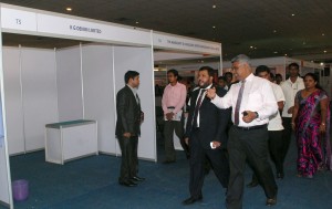 Minister Rishad Bathiudeen passes  an empty Stall at the fair. Pic by M.D.Nissanka