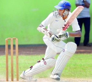 S. Thomas’ batsman Nipuna Gamage in action against St. Sebastian’s at Moratuwa.- Pic by Ranjith Perera