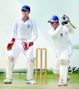 Player of the match, St. Peter’s batsman Janitha Liyanage drives.  	             - Pic by Ranjith Perera
