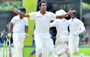 Chamika Karunaratne took a match bag of nine wickets to steer Royal. - Pics by Amila Gamage