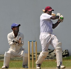 Tamil Union’s Denuwan Rajakaruna pulls. - Pic by Ranjith Perera