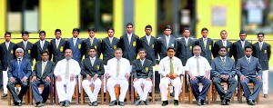 Mahanama cricket squad:  Seated (from left): Shiraz Samsudeen (Head Coach), Lesley Harischandra (MIC), D.H.P. Kalubowila (Deputy Principal), Pavan Devinda (Captain), Senarath Bandara (Principal), Naveen Silva (Vice Captain), M.V.S. Gunathilake (Deputy Principal), Cyril Silva (POG), Rusiru de Silva (President, MCDC), Manjuka Perera (asst. Coach). Standing (from left): Tharanga Madushanka, Sahan Peiris, Kalana Ashan, Dinuka Karunananda, Dulanjana Seneviratne, Dulanja Malshitha, Chamara Silva, Nayana Prabath, Gihan Sajeewa, Subuddhi Kaushalya, Kalindu Lakshan, Thanula Sandesh, Senura Welagedara, Praneeth Satharasinghe, Kavinga Darshana.