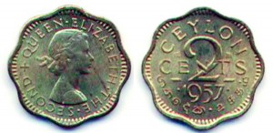 A 1957  2  cent coin