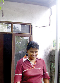 Nilanka Heenatimulla's house where the walls have cracked and are in  danger of caving in
