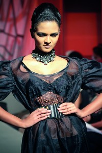 One of Amanda Weerasinghe’s creations on the catwalk