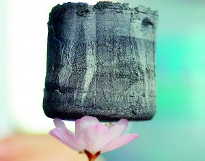 The lightest solid ever developed: A piece of graphene aerogel developed in a lab at Zhejiang University is placed on a cherry flower in Hangzhou in east China's Zhejiang province