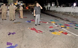 Clothes thrown here and there on the main road