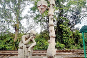 A memorial built at the spot by the Road Development Authority of the Ministry of Highways