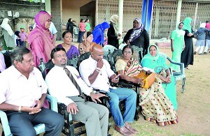 The Chief Guest Hon. Sanath Jayasuriya with the Principal Mrs. N.M. Junaid ,Mr. M.M. Jameel the chairman of the school .