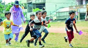 Pre-Grade students having fun at Annual Sports meet