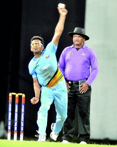 Man-of-the-match Gurinder Singh of D.A.V. College India in action.  		   - Pic by Ranjith Perera